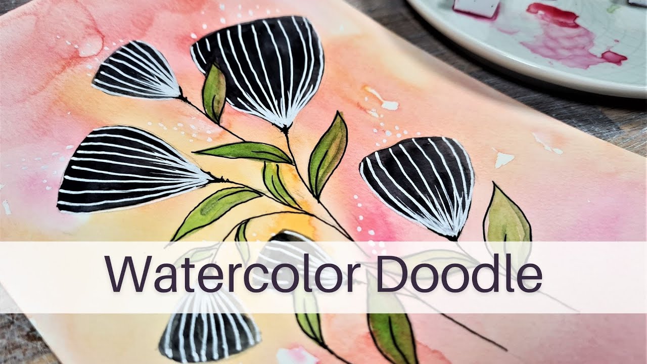 How to paint Abstract Watercolor Flowers + Doodles. - YouTube