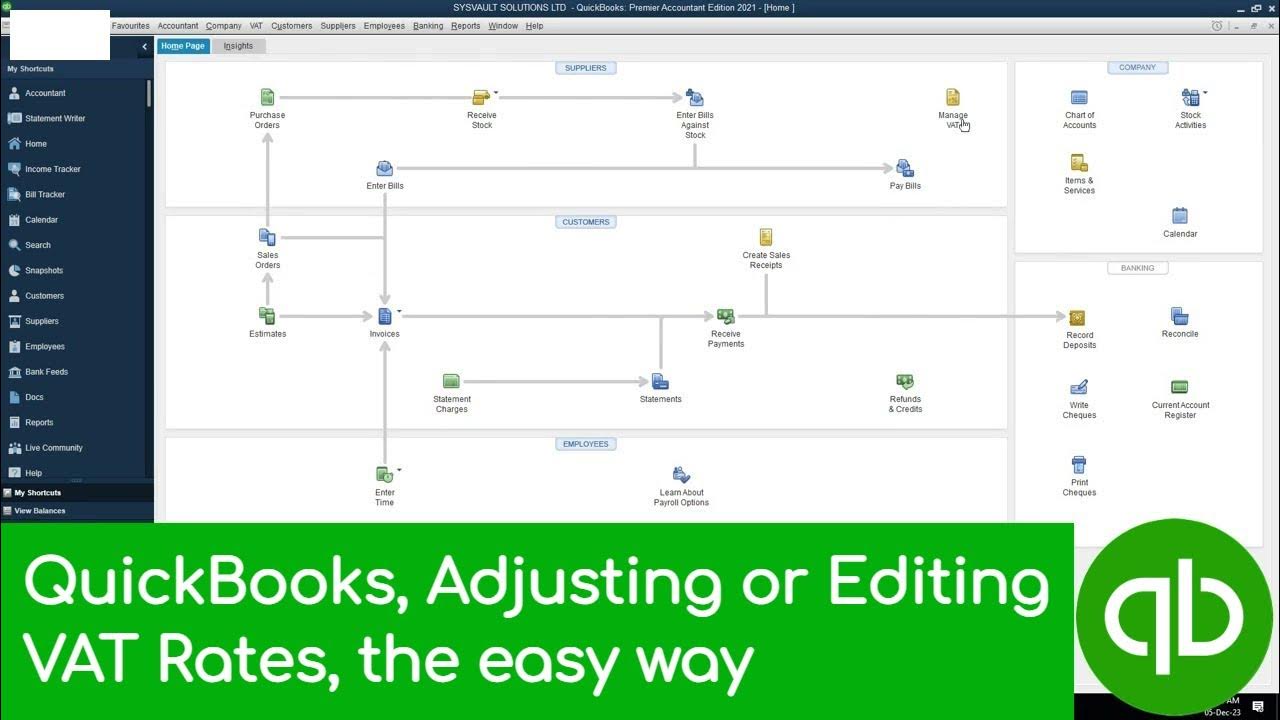 QuickBooks, Adjusting or Editing VAT Rates, the easy way YouTube