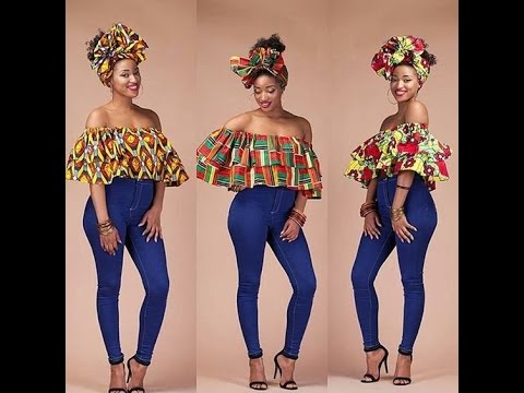 ankara top on jeans for ladies