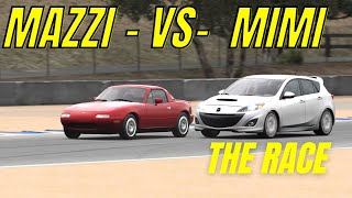 FIRST EVER Mazzi MiMi Race Miata Mx5 Vs Mazda Speed 3 Debut Race screenshot 2
