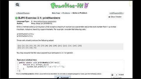 Java Practice It || 3.1 printNumbers || method basics