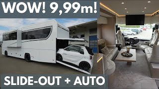 GERMAN CAMPER RV 9.99m HOTEL DESIGN MOTORHOME 2025 with car and SlideOut from Vario Mobil