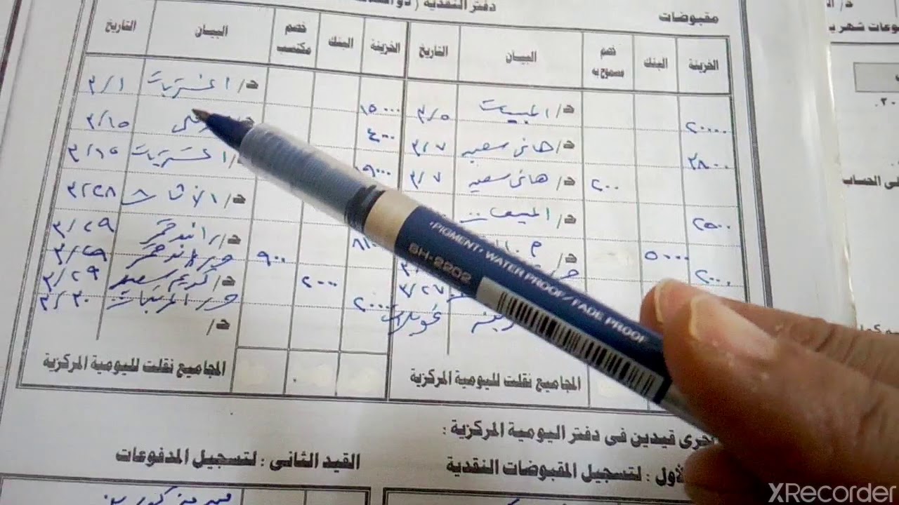 دفاتر العمليات النقدية اولى تجارة