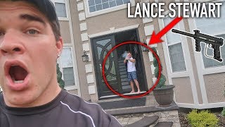 DING DONG DITCHING LANCE STEWART'S HOUSE! (lance 210) * HE SHOT ME WITH A PAINT BALL GUN*