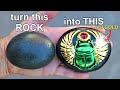 I Carve a Rock into a Beautiful scarab Beetle (with real GOLD)