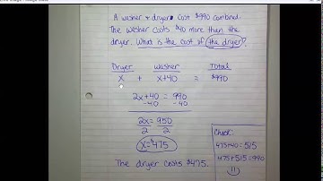 Solving a word problem with two unknowns using a linear equation