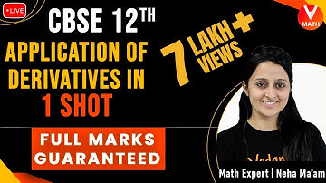 Application of Derivatives Class 12 in 1 Shot By Neha Agrawal | Full Marks Guaranteed | Vedantu Math