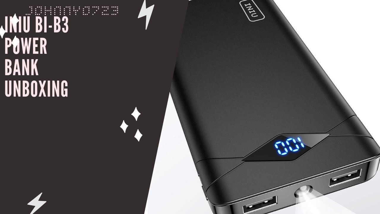 INIU BIB3 10,000 mAh Portable Power Bank Battery Pack, USB, LED Light