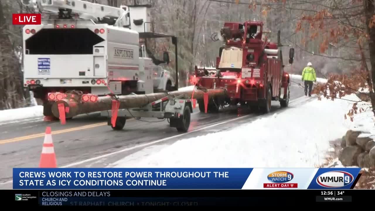 Crews work to restore power after ice causes outages - YouTube
