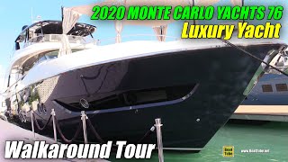 2020 Monte Carlo Yachts 76 Luxury Yacht - Walkaround Tour - 2020 Miami Yacht Show
