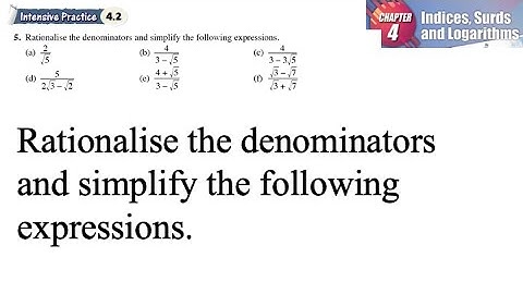 Indices, Surds and Logarithms 4.2 Q5 | latihan intensif 4.2 | Rationalise the denominators