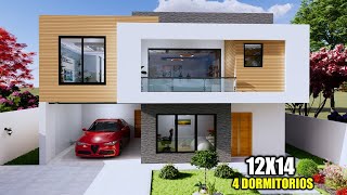 MODERN HOUSE 12X14 CUATRO HABITACIONES Y OFICINA (concepto diferente by RVL CASAS)