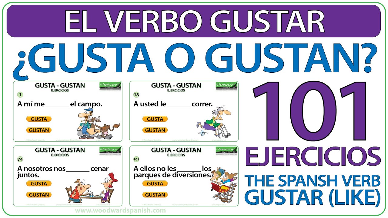 gusta-o-gustan-ejercicios-con-el-verbo-gustar-spanish-verb-gustar-exercises-youtube