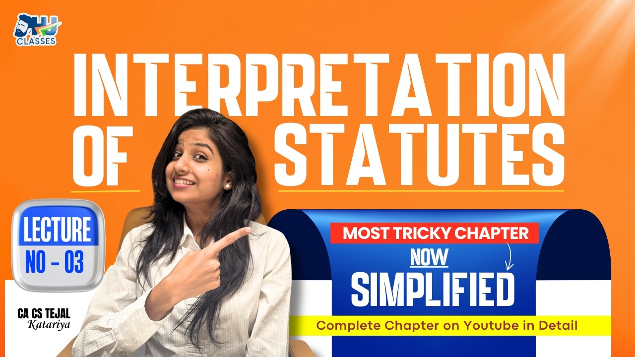 Interpretation of Statutes L3 | Basic & Internal Aids | CA Inter LAW | CA CS Tejal Katariya