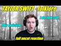 TAYLOR SWIFT - folklore FULL ALBUM REACTION!!! (this is sad)