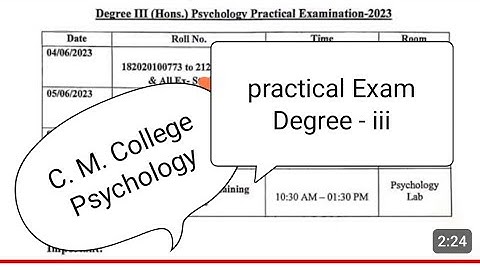 Degree 3 (Hons.) Psychology Practical Examination 2023