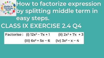 #Class IX Exercise 2.5 Q4 | Factorise Give Expression By Splitting Middle Term