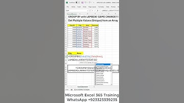 GROUP BY with LAMBDA! Microsoft Excel 365 | Get Multiple Values (Unique) from an Array #shorts