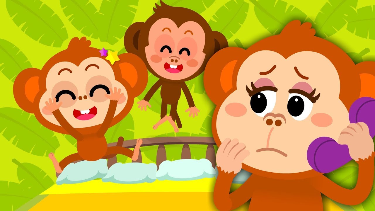 다섯 꼬마 원숭이♪ | 침대에서 폴짝! 떨어졌네 쿵! | 생활습관동요ㅣ동물동요ㅣ숫자동요ㅣ티디키즈★지니키즈