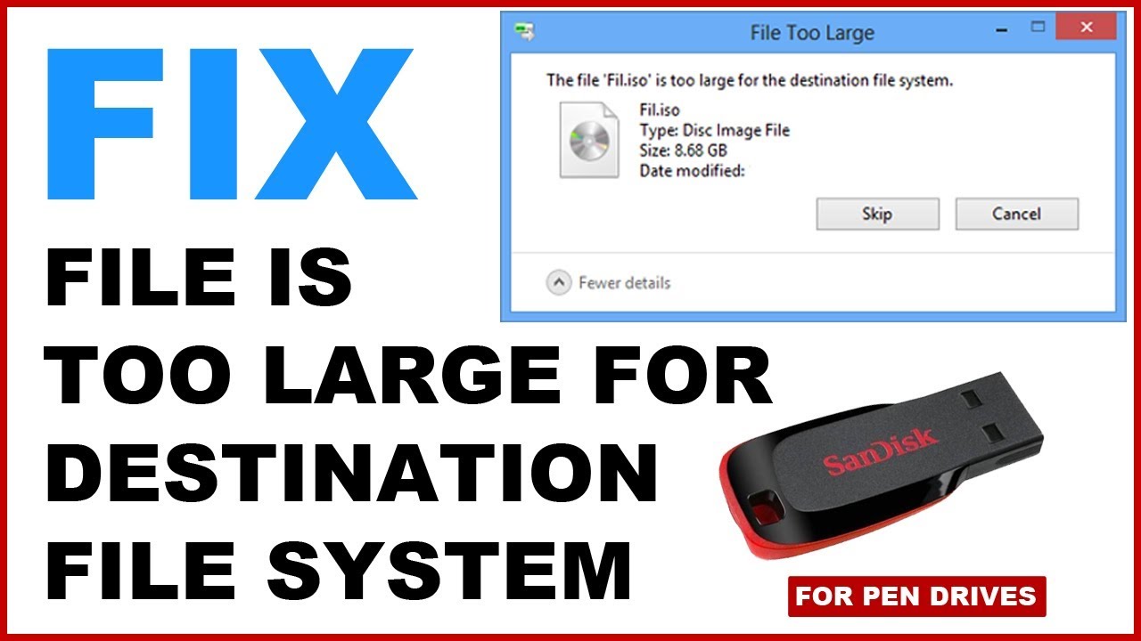 How to Fix File is too for destination file system for Pen Drives and Storage Drives - YouTube