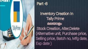 Stock items Creation In Tally Prime Malayalam.. (Alter, Delete )