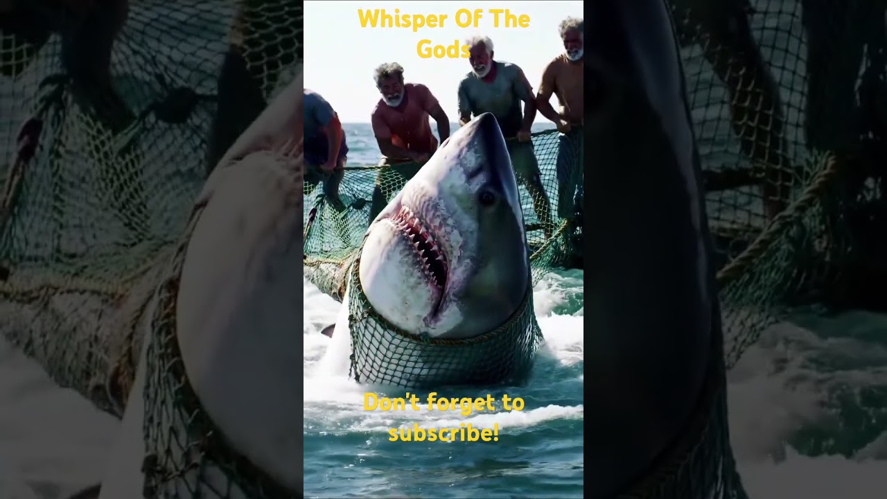 A giant shark caught in the fishermen’s net. 🦈🔥🦈🔥