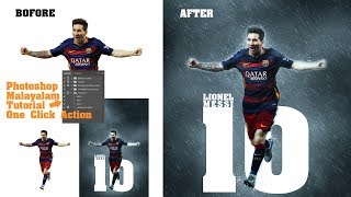 Messi Poster Design In Photoshop I Photoshop Action Free Download I Photoshop Malayalam Tutorial