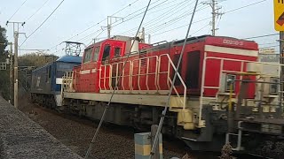 EF210-5号機牽引ムドDD200-3号機 1074レ コキ22B 西原ヶ尻踏切通過