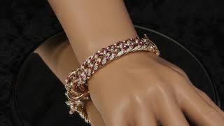 【ダイヤ・ルビー入 極太喜平ブレス】K18イエローゴールド製 6面ダブル 喜平ブレスレット 153g 23cm　18K Gold Flat Link Chain bracelet