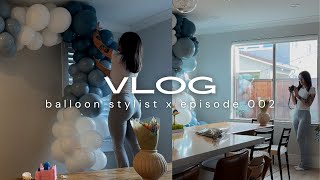 Balloon garland, command hook prep, centerpiece bases | balloon stylist vlog