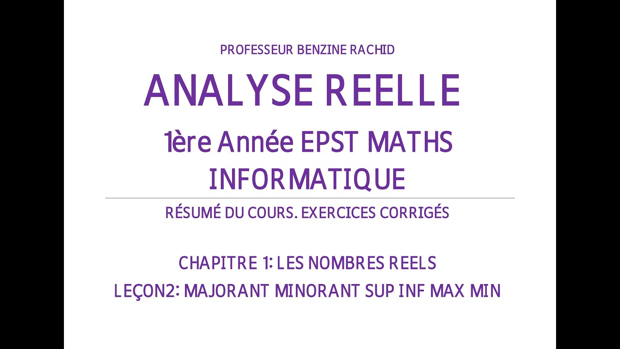 EXERCICES ANALYSE 1ERE ANNEE CHAPITRE1 LEÇON2 - YouTube.