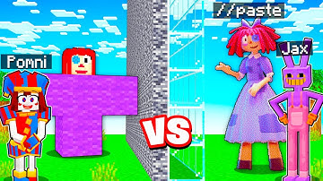 Jax CHEATS Using //PASTE In A Build Battle With Pomni in Minecraft!