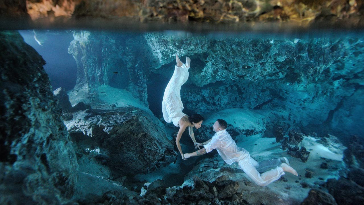 Underwater Trash The Dress in a deep cenote-Riviera Maya, Mexico - YouTube