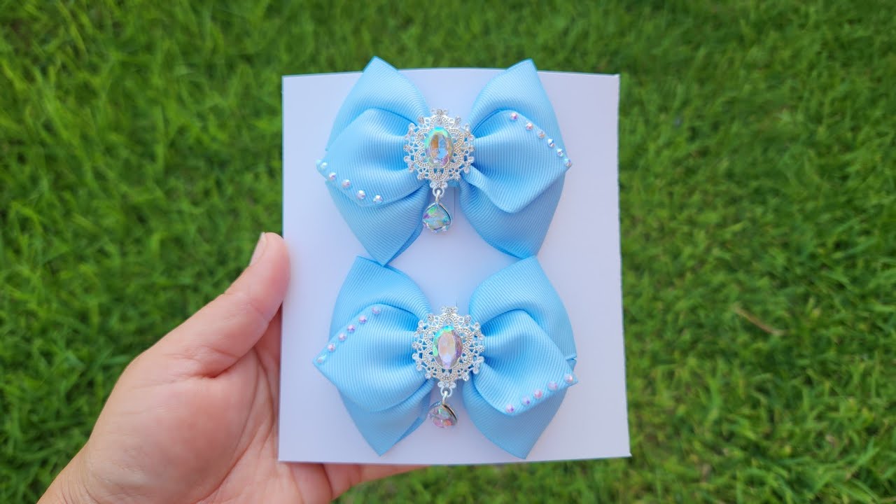 Como hacer moños con liston de 3.8cm/Moños para principiantes/Lazos para el cabello/Moños en par/Bow