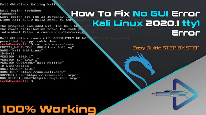 Kali Linux tty1 Error | How to Fix No GUI Error in Kali Linux 2021 | Kali Linux tty1 Login