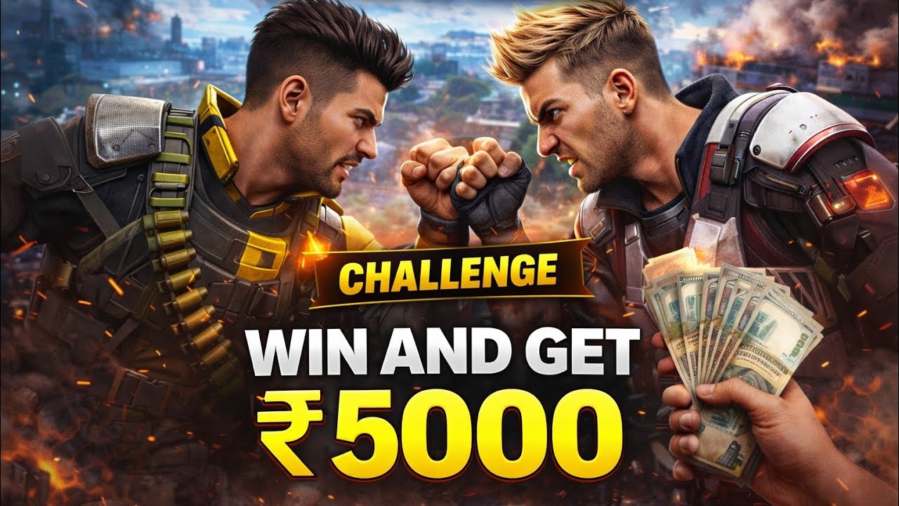 Challenge WIN AND GET 5000 rupees || custom challenge video || free fire || Mobile gameplay