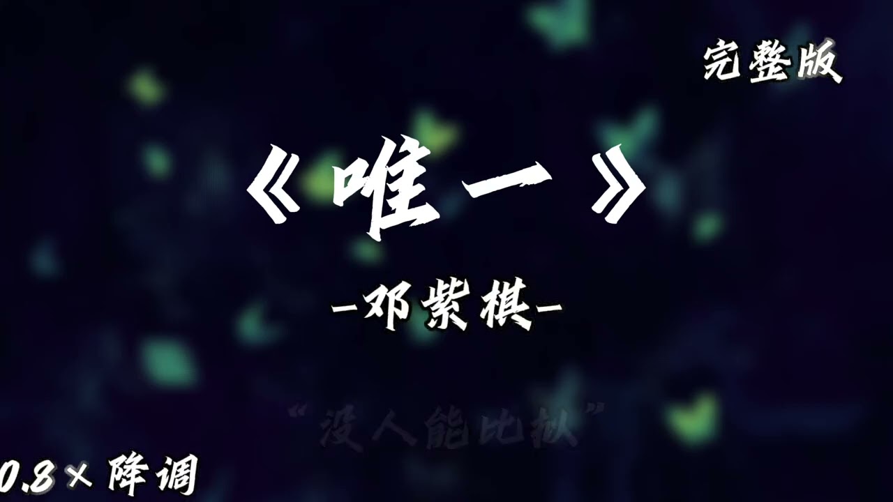 G.E.M 邓紫琪 - 唯一 Only One 0.8x （降调版）【动态歌词】