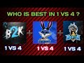 BEST 1 VS 4 CLUTCH BY B2K , WHITE444 , RAISTAR || 1 VS 4 CUSTOM MONTAGE 😈 || SIMPLY GAMING ARNAB ||