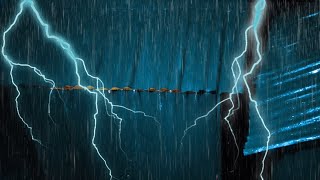 Beat stress to deep sleep with heavy rain on a tin roof & intense thunder in farmhouse at night-ASMR