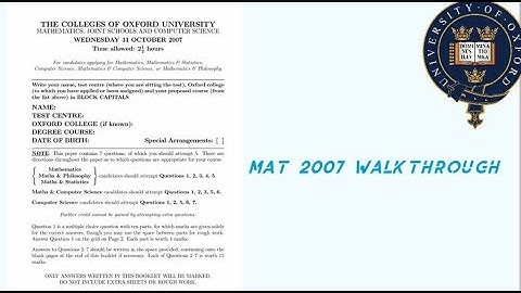 MAT 2007 (paper walkthrough)