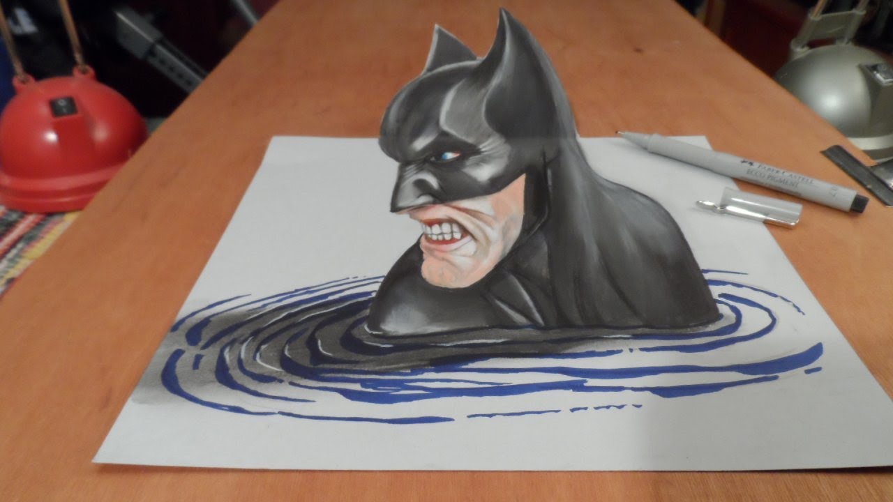 Art Drawing Batman in 3D - How to Draw 3D Batman -Trick Art on Paper -  YouTube
