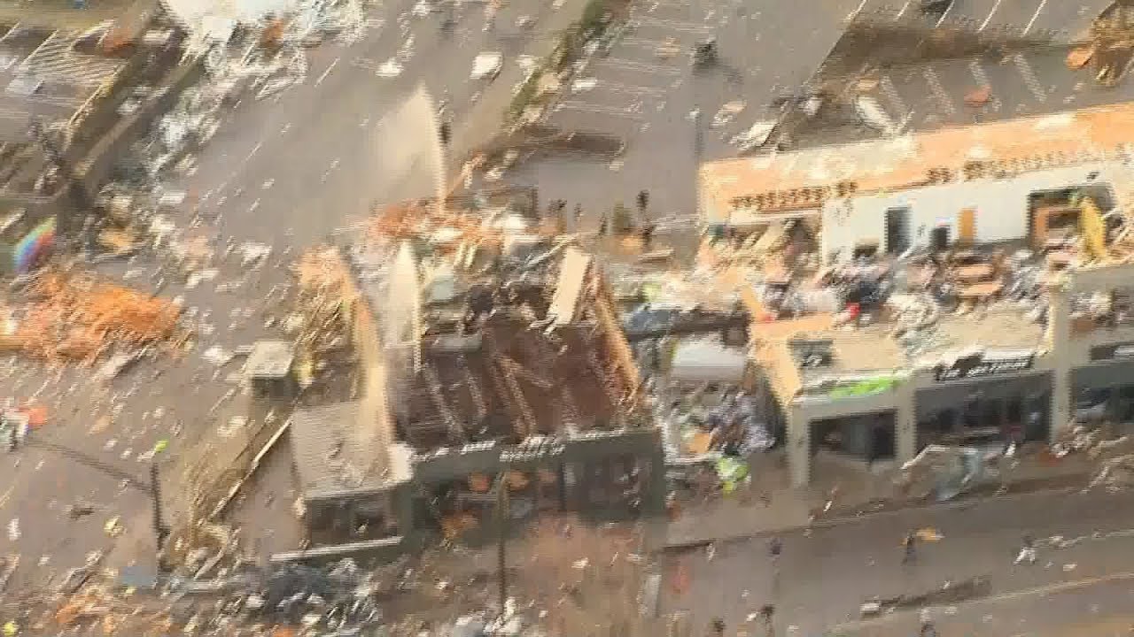 Nashville tornado damage video AERIAL footage YouTube