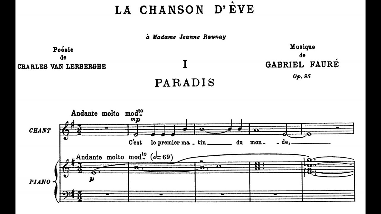 Gabriel Fauré - La chanson d'Ève, Op.95 - YouTube