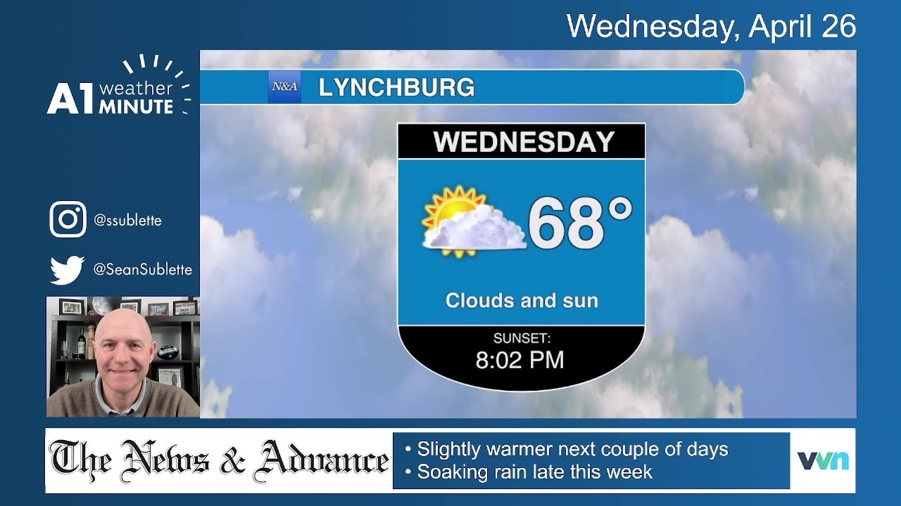 Wednesday morning Lynchburg weather video Cool with clouds and sun
