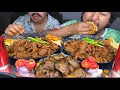 Mukbang with nephew spicy mutton boti spicy chicken gizzardliver curry with rice eating challenge