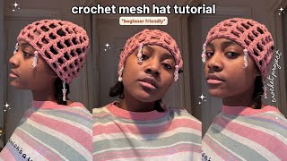 Crochet Mesh Hat Tutorial *beginner friendly* | WITH BEADS!!