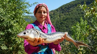 Caspian Sturgeon Fish and Salmons Fried and Served with Pilaf  ♧ Village Cooking