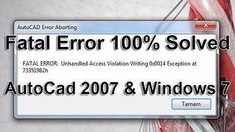 Solved! Fatal Error 100% Solved | AutoCad 2007 & Windows 7 | 2ND SCHOOL | By Al Amin Munnaa