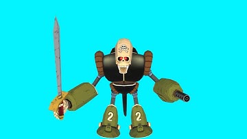 Pirate Robot idle animated front chroma