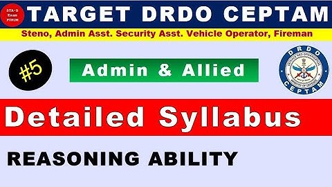 DRDO Admin assistant, stores assistant, Steno, fireman security  Syllabus | Reasoning Ability